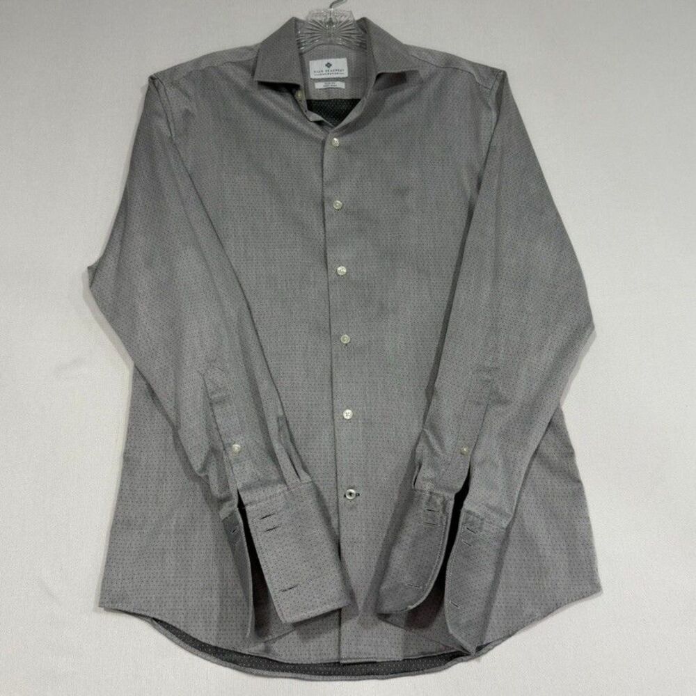 Ryan Seacrest Distinction Dress Shirt Mens 15 32/33 Gray Slim Fit Non Iron